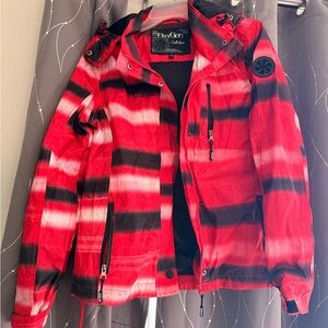 Oxygen Red & Black Striped Hooded Jacket